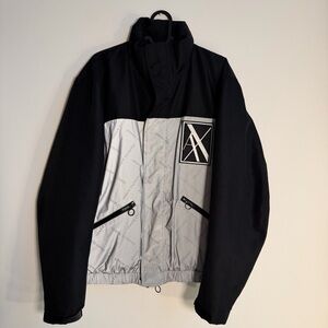 Armani Exchange Black and Gray Two-Tone Bomber Jacket